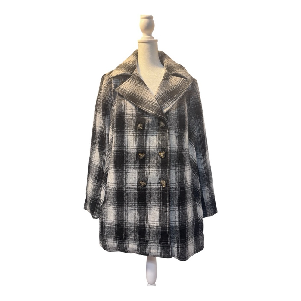 Lane Bryant Double-Breasted Faux-Wool Coat